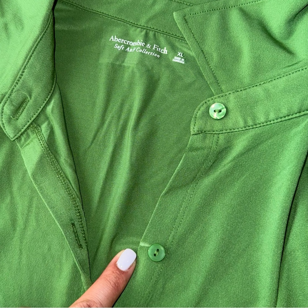 Abercrombie & Fitch Green Button Down Collared Top XL - Picture 7 of 7